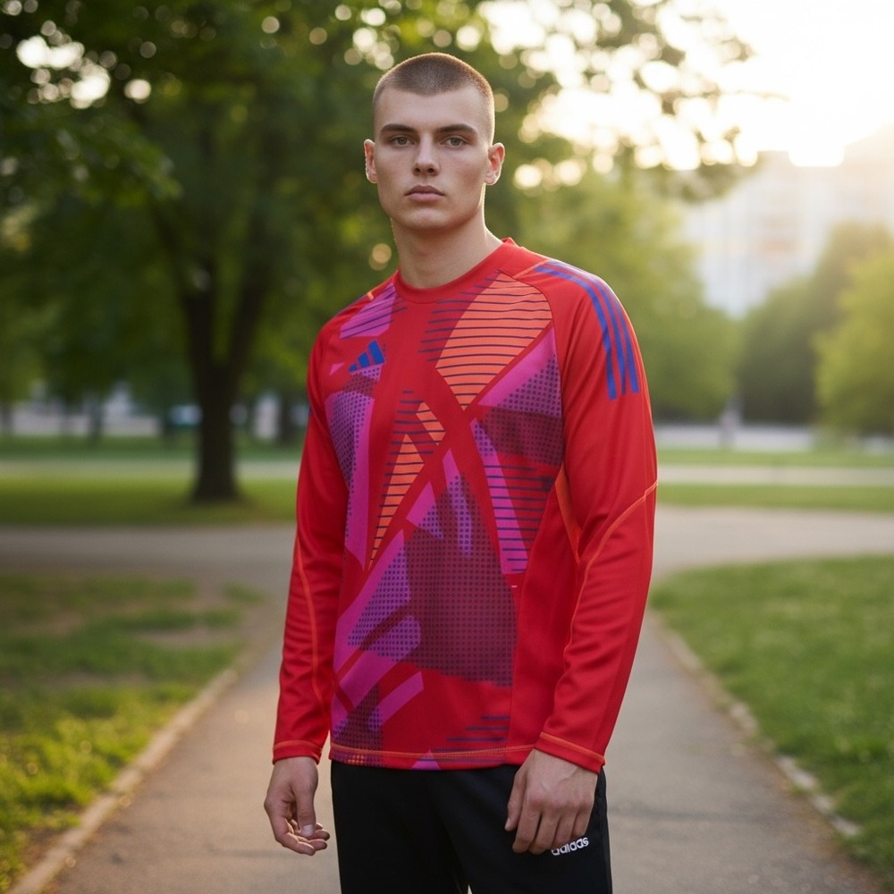 Adidas Mens Red Long Sleeve Goalkeeper Soccer Jersey Shirt Size XL AEROREADY NEW